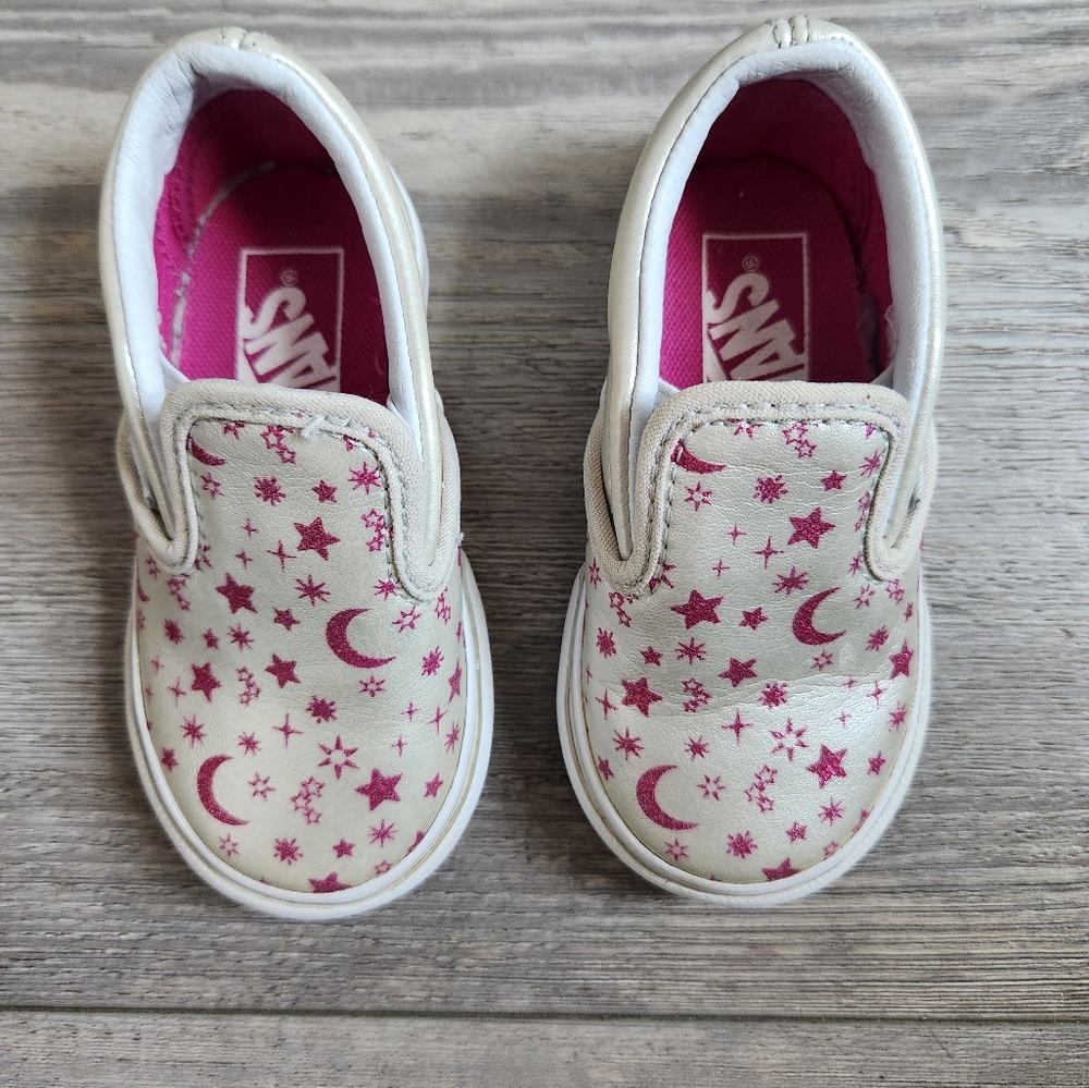Vans Kids Sneakers - White and Pink Starry Design - Picture 2 of 6